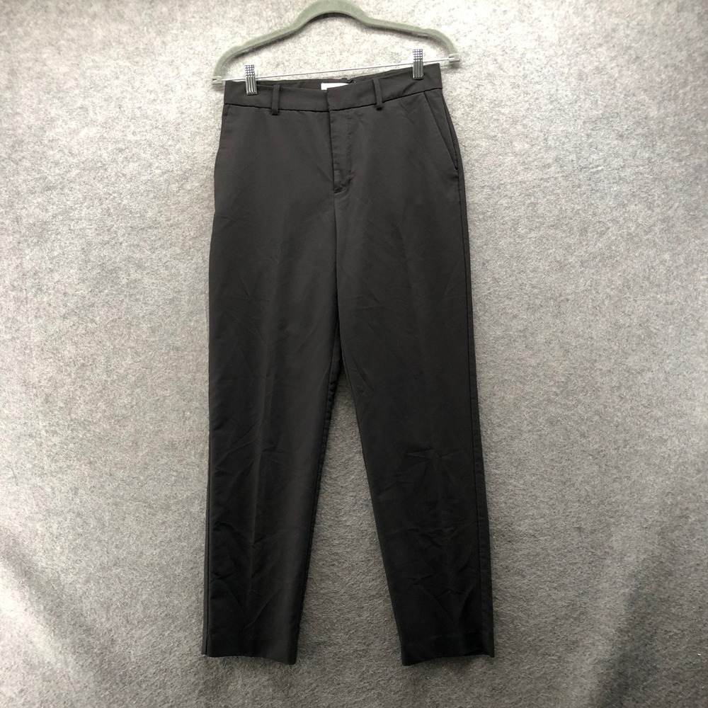 MNG Mango Black High Waisted Trousers Womens 4 Straight Leg Dress Pants